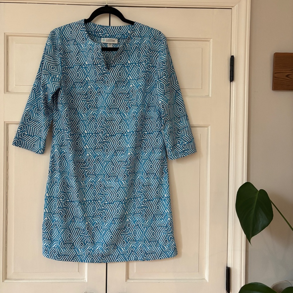 Coolibar Oceanside Tunic Dress Size Small UPF +50 Sun Protection Vacation Resort
